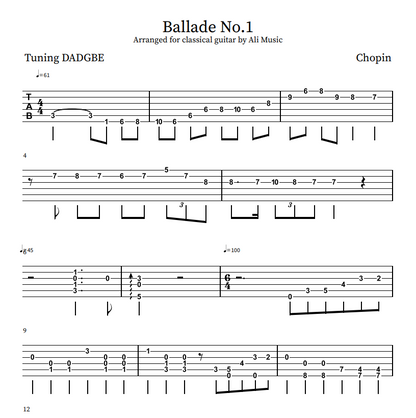 Chopin Ballade No.1 Tabs - Classical Guitar