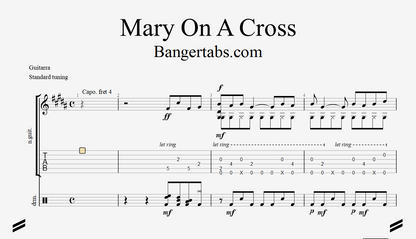 Mary On A Cross Fingerstyle TAB
